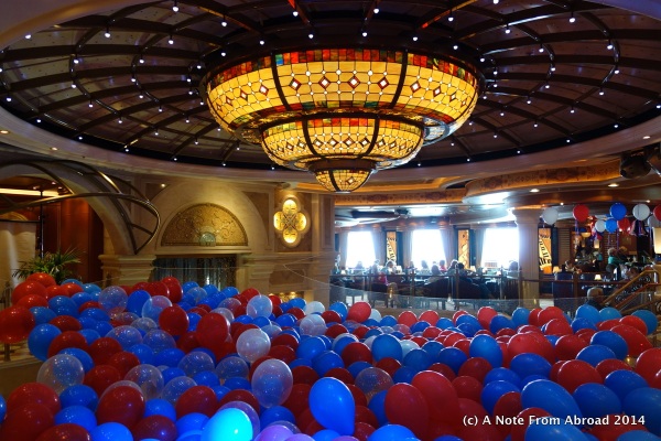 Ruby Princess Atrium decorated for the Fourth of July