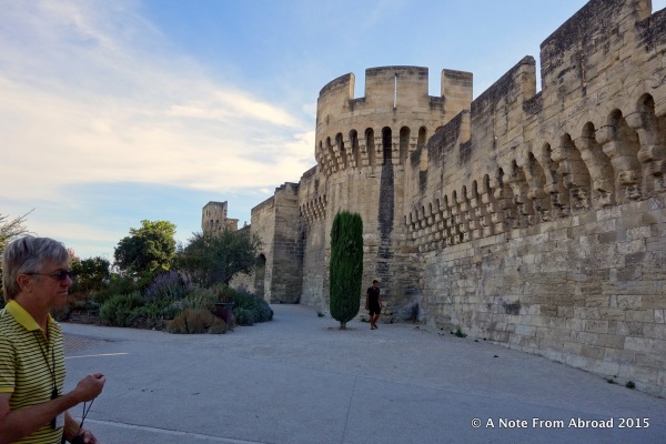 Rampart walls that circle the old town of Avignon